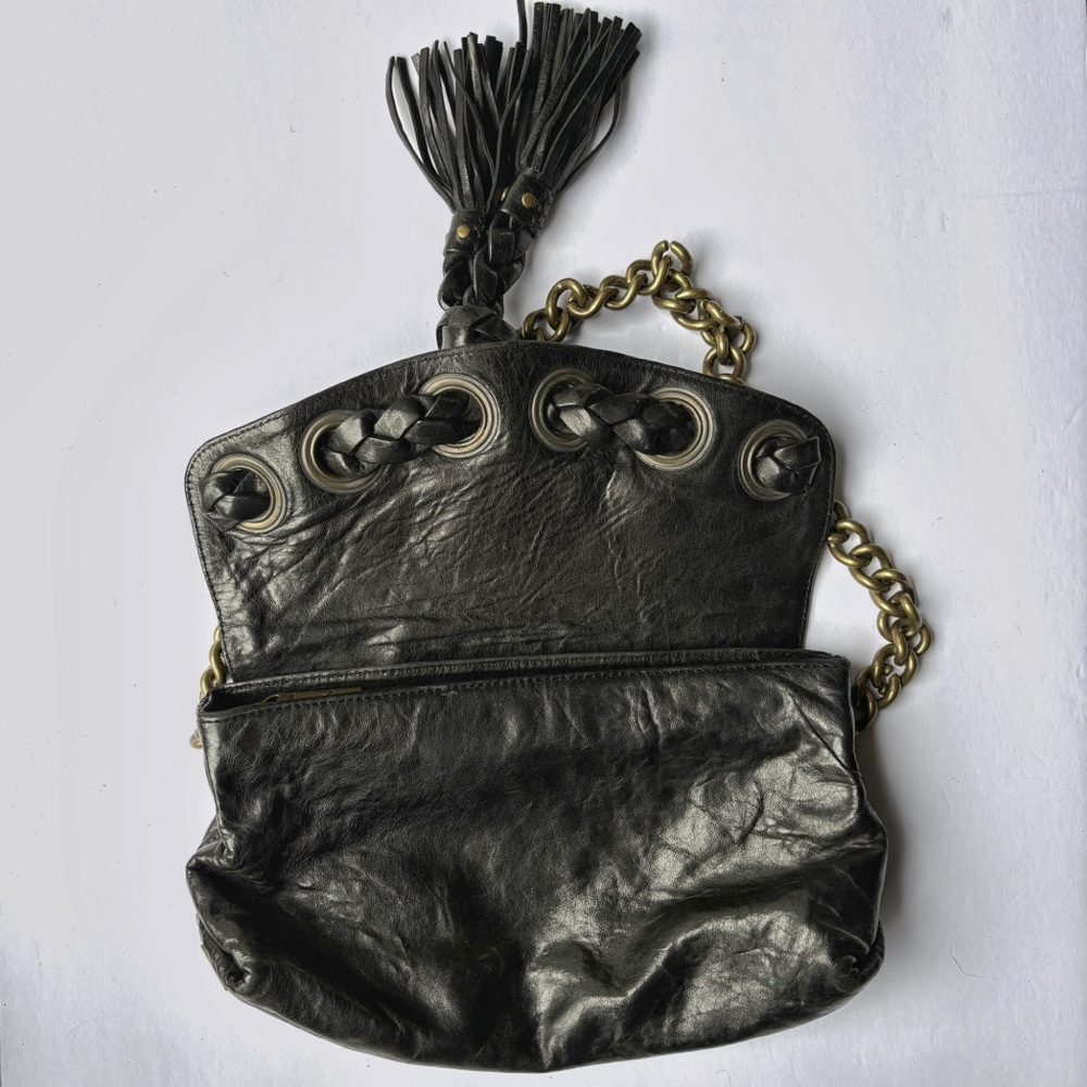 Kooba Black Leather Bag with Gold Chain - Picture 6 of 16